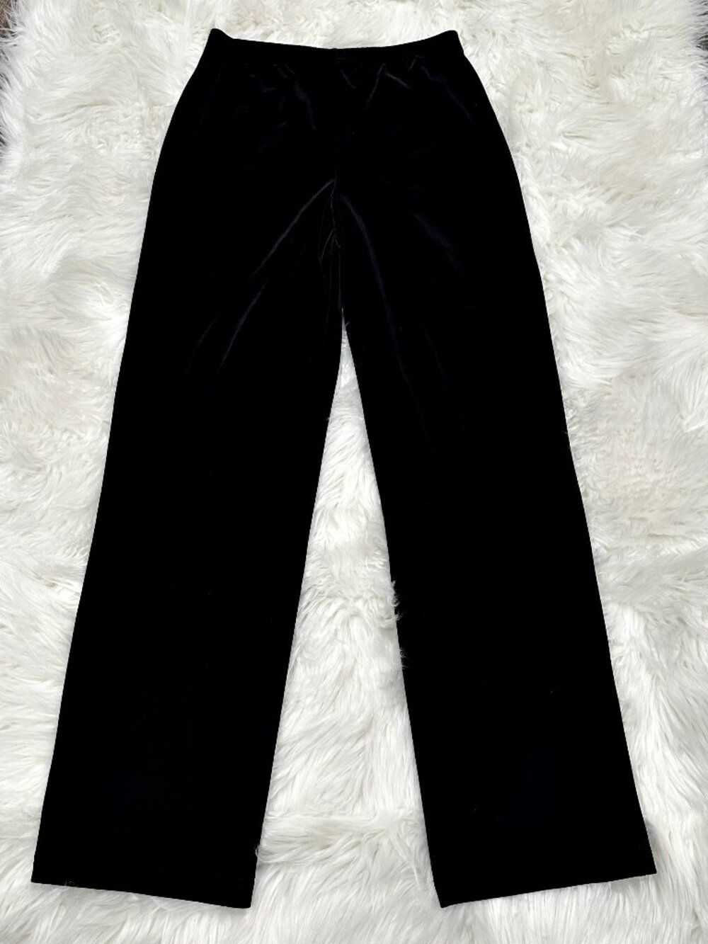 VTG Casual Corner Stretch Velour Velvet Pants Small Black Pull On Soft 90s Y2K